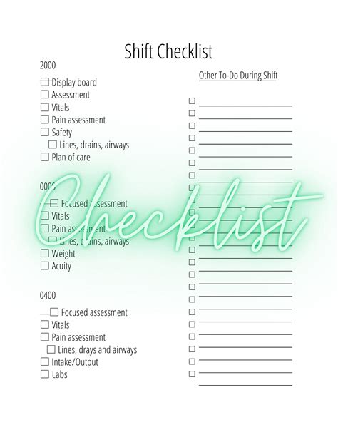 Shift Checklist for Nurses - Etsy Australia