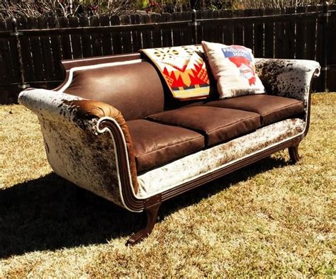 Vintage Cowhide/Leather Sofa (SOLD) – Red Dirt Revivals | Vintage couch, Cowhide furniture, Sofa