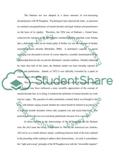 Insanity Defense Essay Example | Topics and Well Written Essays - 500 words