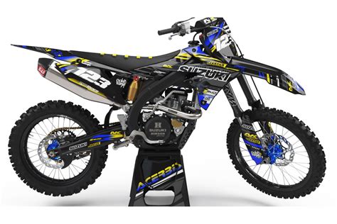 Custom dirt bike Graphics kit SUZUKI JUST1 BLACK | custom-graphics-mx