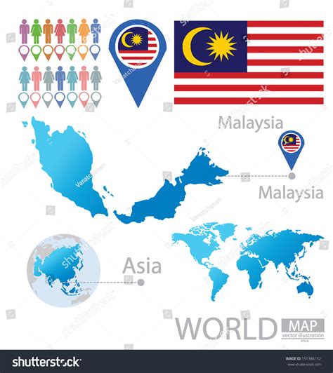 Malaysia Flag Asia World Map Vector Stock Vector (Royalty Free ...