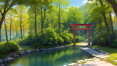 Premium AI Image | Torii gate with beautiful view of japan