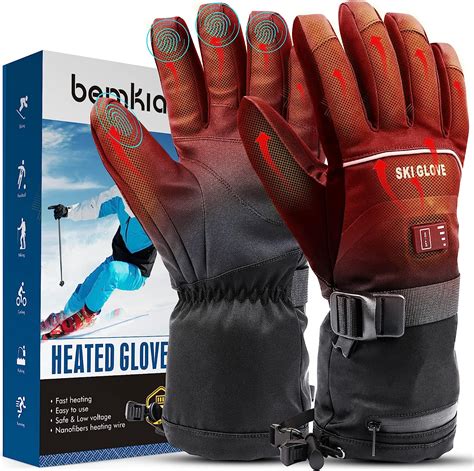 Heated Gloves for Men Women, Electric Heated Ski Gloves with 7.4V 5000mAh Rechargeable Battery ...