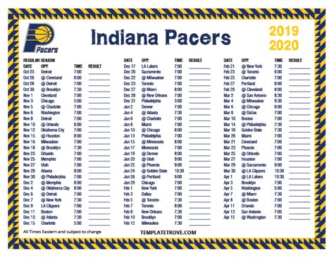 Printable Pacers Schedule - Printable Schedule