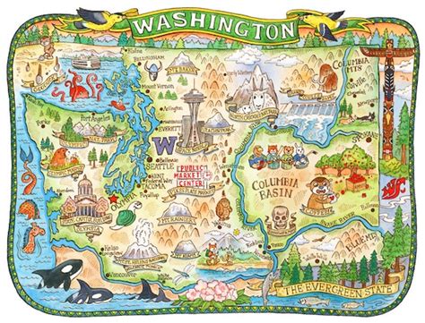 Washington State Map 8x10 Art Print - Etsy