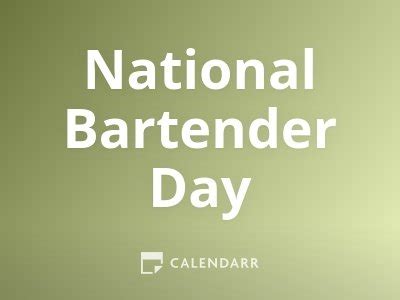 National Bartender Day | December 4 - Calendarr