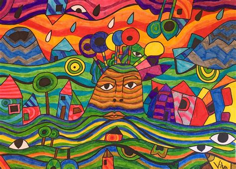 Art Room Britt: Friedensreich Hundertwasser Dreamscapes in Marker ...