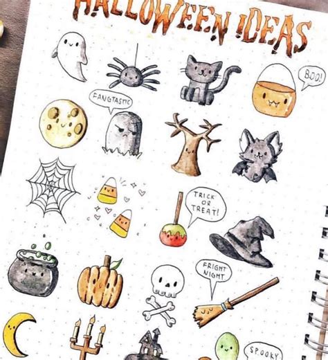 Cute Halloween doodles by @elise.studies | bullet journal doodles | doodling ideas Doodle Bullet ...