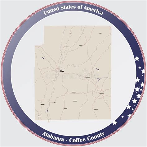 Map of Coffee County in Alabama Stock Vector - Illustration of nation ...