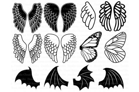 Angel Wings SVG, Bat Wings, Monarch Butterfly Wing SVG files for ...