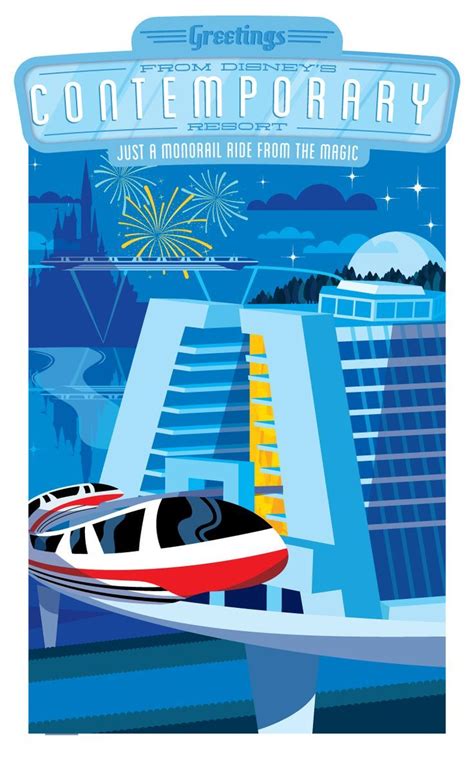 Walt Disney World Hotels and Resorts Posters | Disney contemporary resort, Contemporary disney ...