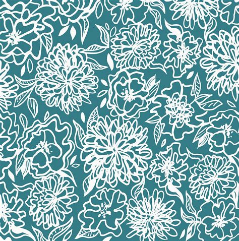 Teal and White Floral Digital Art by Cindy Edwards - Pixels