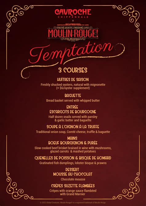 Gavroche: Moulin Rouge! The Musical Dining | Kensington Street