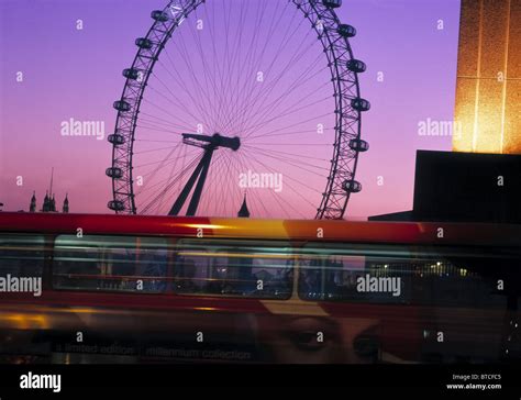 London Eye, London Bus Stock Photo - Alamy