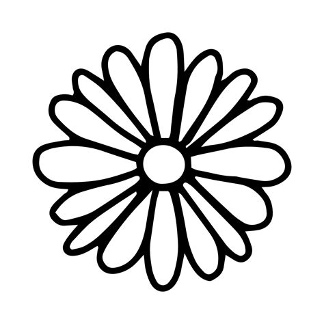 Daisy flower in the Doodle style . Black and white image isolated on a white background.Contour ...