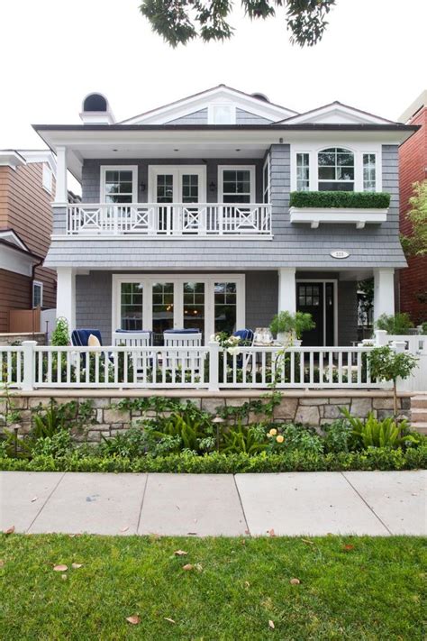 Coastal Home With Gray Exterior and Bright White Trim | Beach house ...