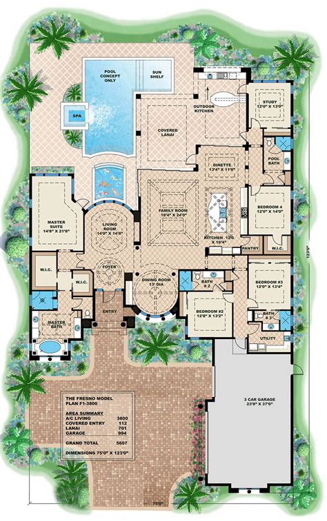 House Plan 1018-00202 - Mediterranean Plan: 3,800 Square Feet, 4-5 Bedrooms, 4 Bathrooms ...