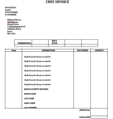 Download Self Employed Chef Invoice Template For Free - vrogue.co