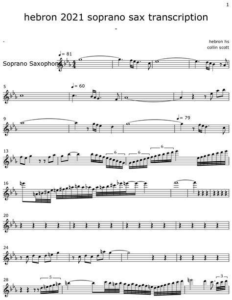 hebron 2021 soprano sax transcription - Sheet music for Soprano Saxophone