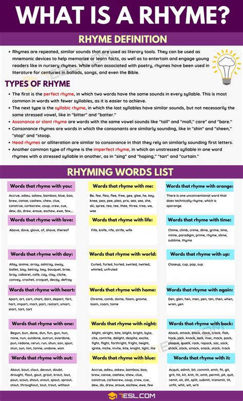 1000+ Cool Rhyming Words in the English Language • 7ESL