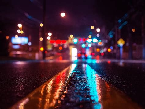 HD wallpaper: night, rainy, road, wet | Wallpaper Flare