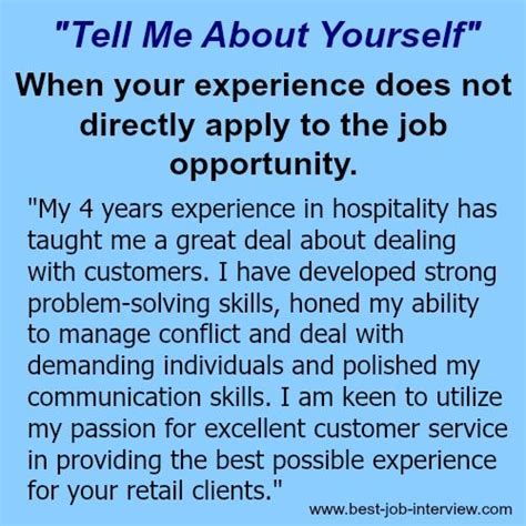 Tell Me About Yourself. The Right Answer. | Job interview advice, Job ...