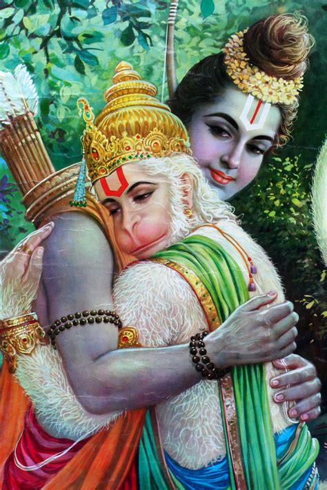 Lord Rama embracing Hanuman | Ram hanuman, Hanumanji, Hanuman wallpaper