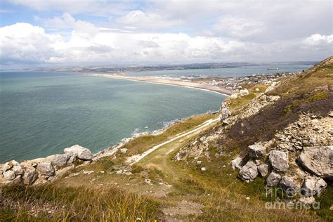 Chesil Beach with Weymouth harbour beyond Isle of Portland Dorset England Photograph by Ian ...