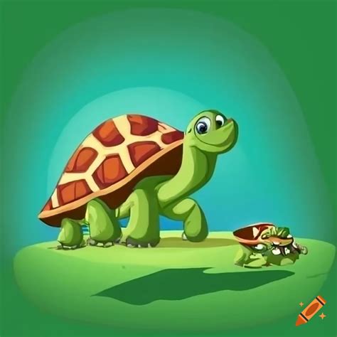 Cartoon tortoises racing with funny expressions on Craiyon
