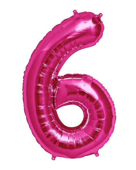 Foil Balloon Number 6 Pink Large selection of balloons | Horror-Shop.com