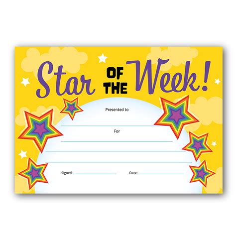 Star Of The Week Rainbow Certificates - School Merit Stickers