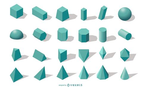 3D Geometric Shapes Collection Vector Download