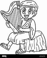 David Playing His Harp Coloring Sheet Coloring Pages sketch template