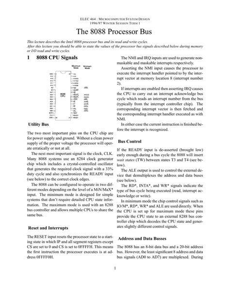 The 8088 Processor Bus