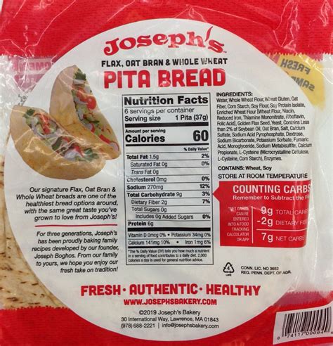 Joseph's Bakery Flax, Oat Bran & Whole Wheat Pita Bread