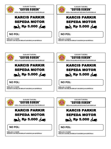 Karcis Parkir Motor Doc