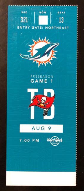 2018 Miami Dolphins Football Collectible Ticket Stub - Choose Any Home ...