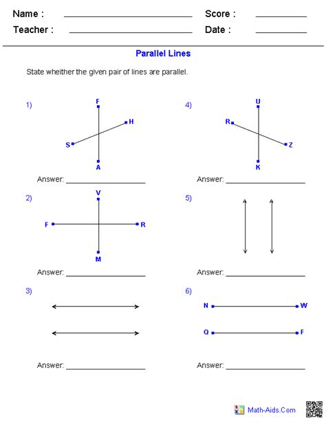 Geometry Worksheets | Lines Worksheets