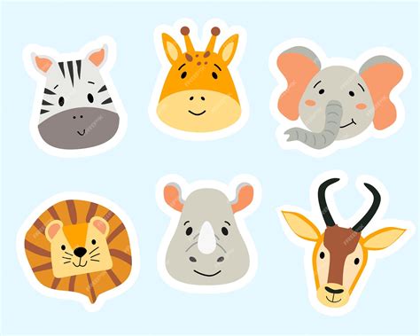 Premium Vector | Stickers with african animals beautiful stickers with ...