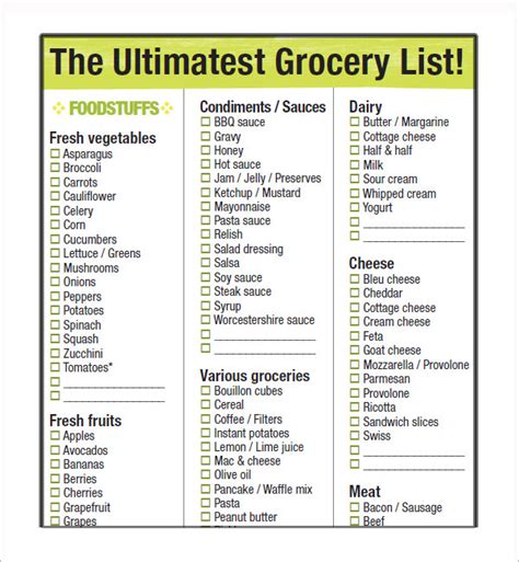 FREE 15+ Printable Grocery List Templates in MS Word | Excel | PDF