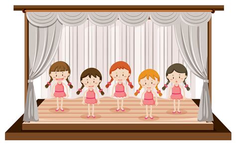 Girls perform ballet on stage 299235 Vector Art at Vecteezy