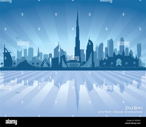 Dubai UAE city skyline vector silhouette illustration Stock Vector ...