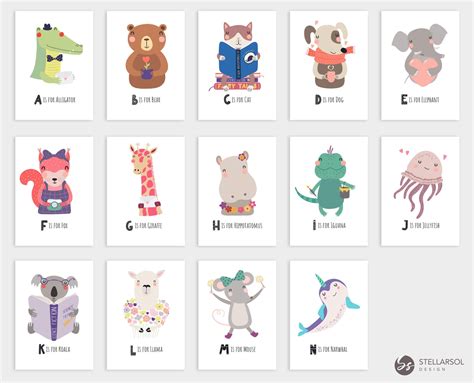 Printable Cute Animal Alphabet Flashcards Caps Fun Pattern - Etsy