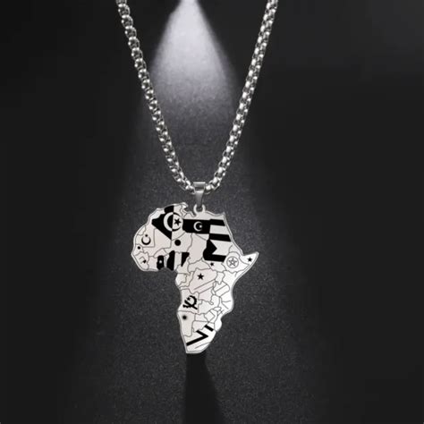 AFRICA NECKLACES FOR Men African Countries Flags Map Pendant Necklace ...