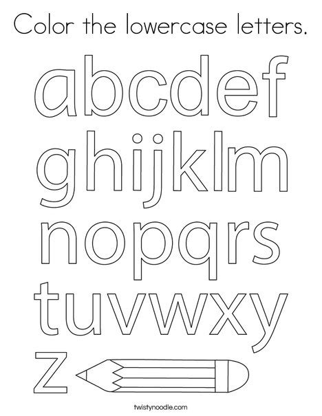 Color the lowercase letters Coloring Page - Twisty Noodle