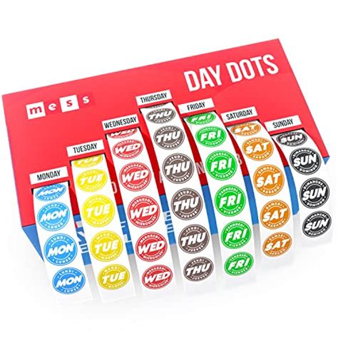 MESS Days of The Week Stickers - Day Dots Food Labels (3/4" 7000/Box ...