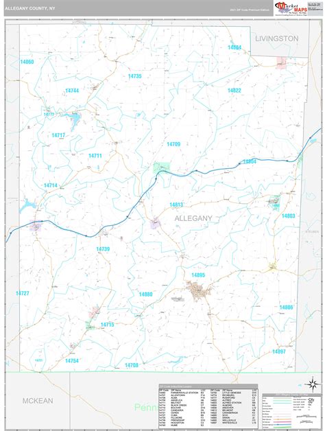 Allegany County, NY Wall Map Premium Style by MarketMAPS