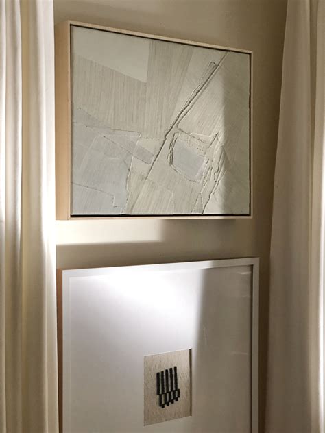 White on white abstract canvas collage oil painting | Modern framed art ...