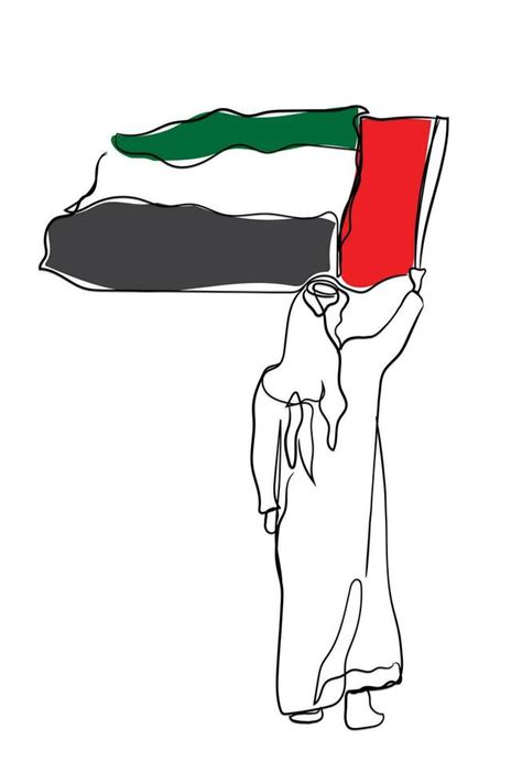 hand drawn line art vector of Emirati Flag waving in air. 35122487 Vector Art at Vecteezy