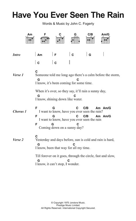 Have You Ever Seen The Rain by Creedence Clearwater Revival - Guitar Chords/Lyrics - Guitar ...